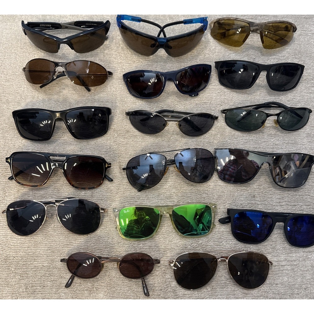 Lot of 17 Men's Designer Sunglasses: I-Gogs, Sun Cloud, Style Eyes,Visions,Lites